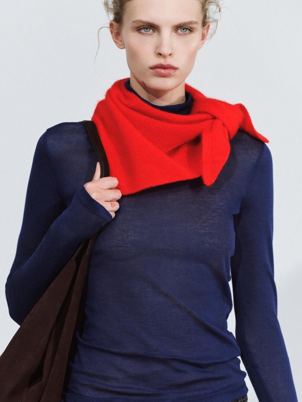 Zara Cashmere Blend Bandana Tomato Red